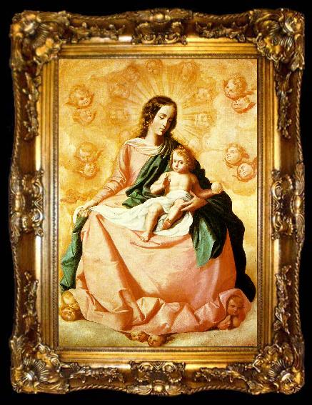 framed  Francisco de Zurbaran virgin and child in the clouds, ta009-2